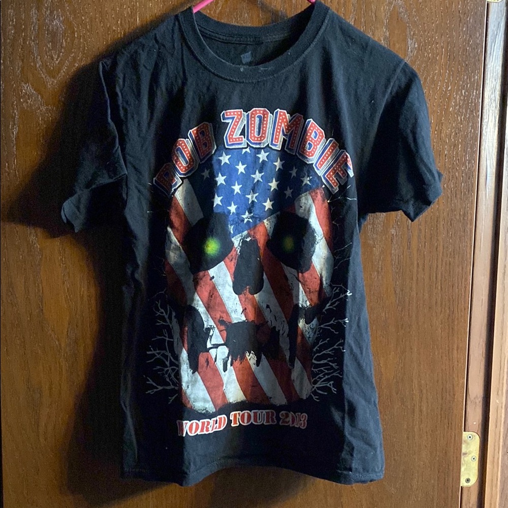 Black Graphic Rob Zombie T-Shirt World Tour 2013